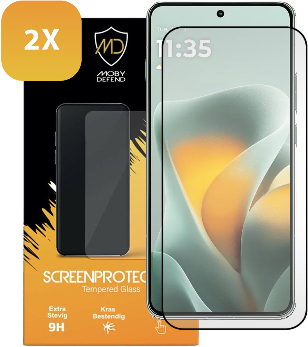 2-Pack MobyDefend Screenprotectors - Geschikt voor Motorola Edge 70 Max - Screensavers Met Zwarte Randen - Gehard Glas