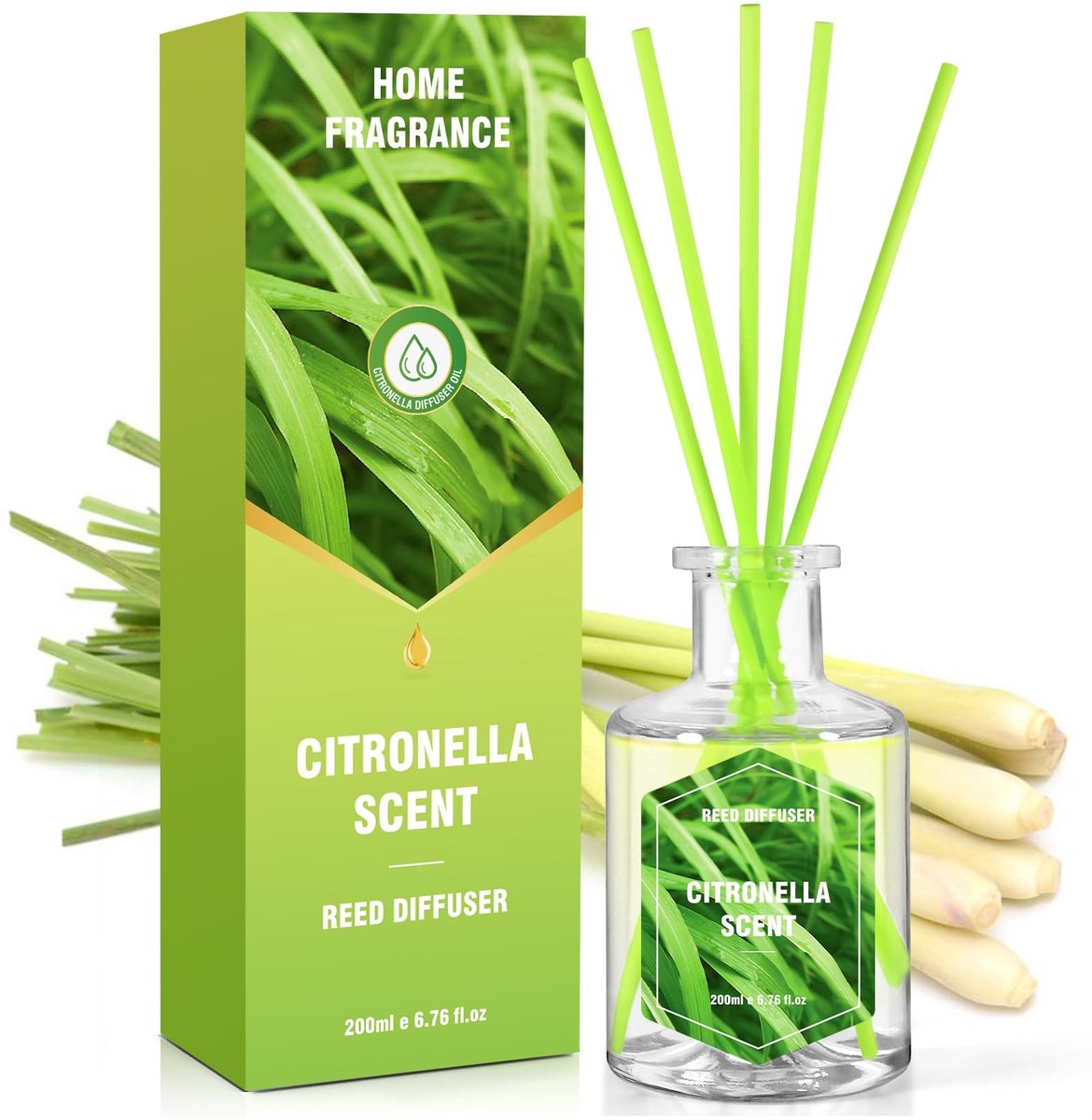 SolidKeus - Citronella Geurstokjes 200ml voor Binnen en Buiten