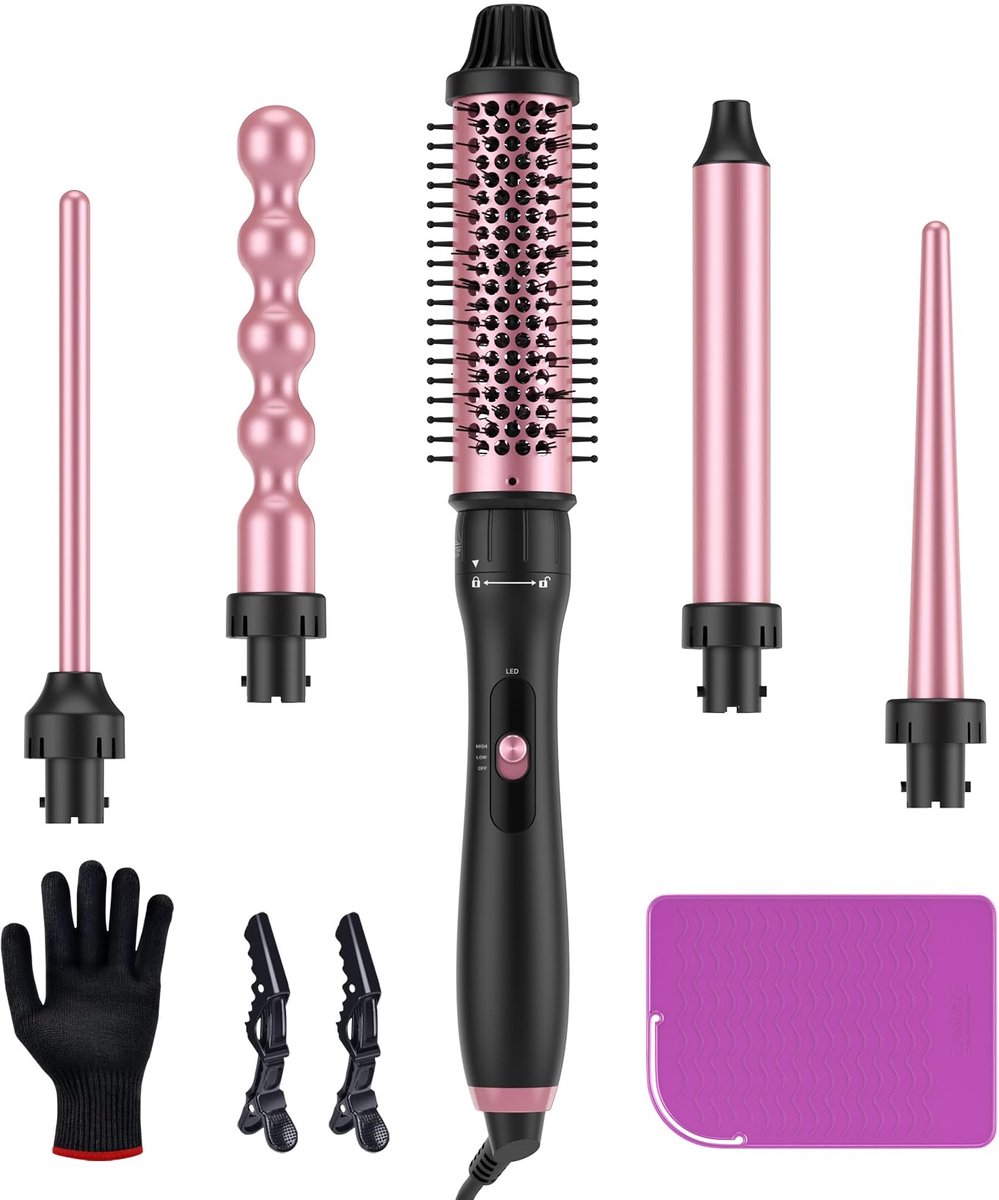 SolidKeus - 5-in-1 Curling Iron met Interchangeable Staven voor Perfecte Krullen
