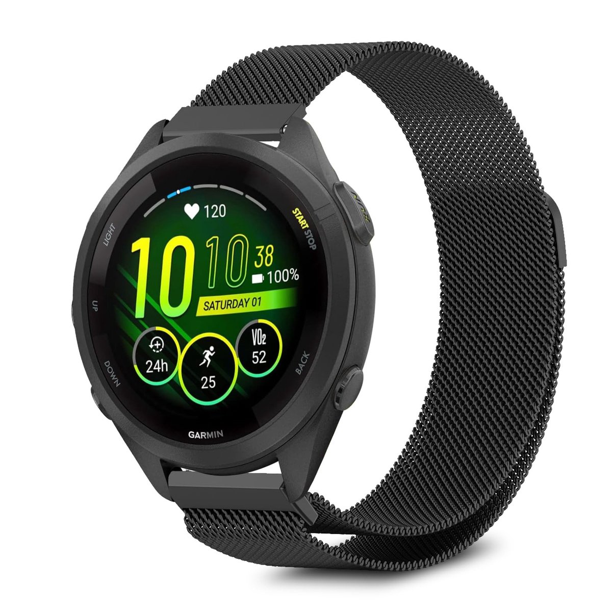 SolidKeus - Metaal Mesh Horlogeband voor Smartwatch met Magnetische Sluiting, Zwart
