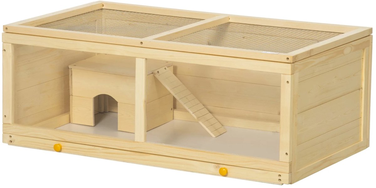Brandistry - Knaagdieren Hok - Houten Knaagdieren Hok - Knaagdieren Hok Met Deksel - Hout - Konijn - Hamster - 100X58X38 Cm