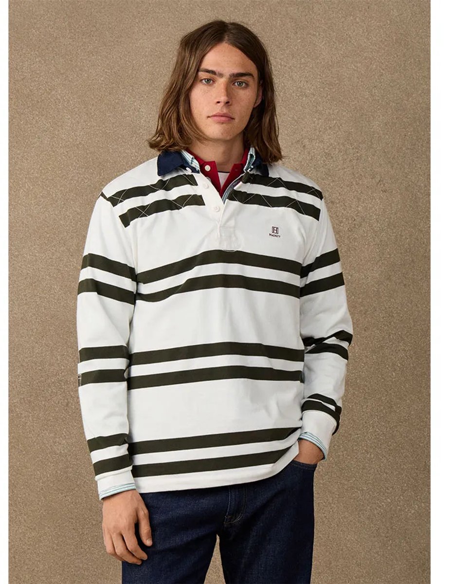 Hackett Hm5700025 Lange Mouw Poloshirt Wit S Man
