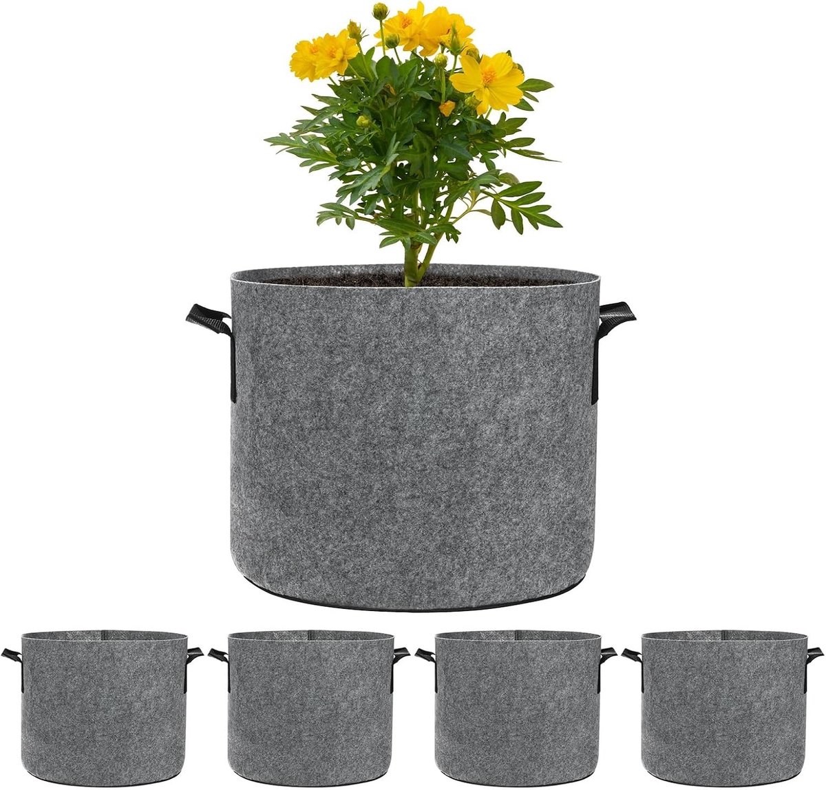 5-pack plantenkweekzakken 5 gallon - duurzame kweekpotten van 300G stof voor tuinplanten, groenten en bloemen met handgrepen