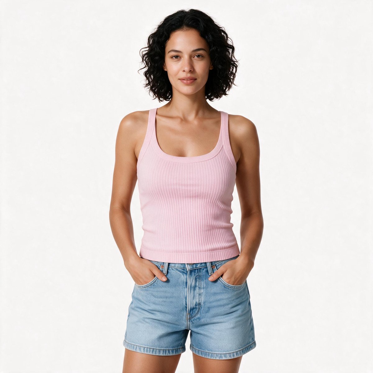 Imily Bela Dames Geribde Tanktop met Ronde Hals