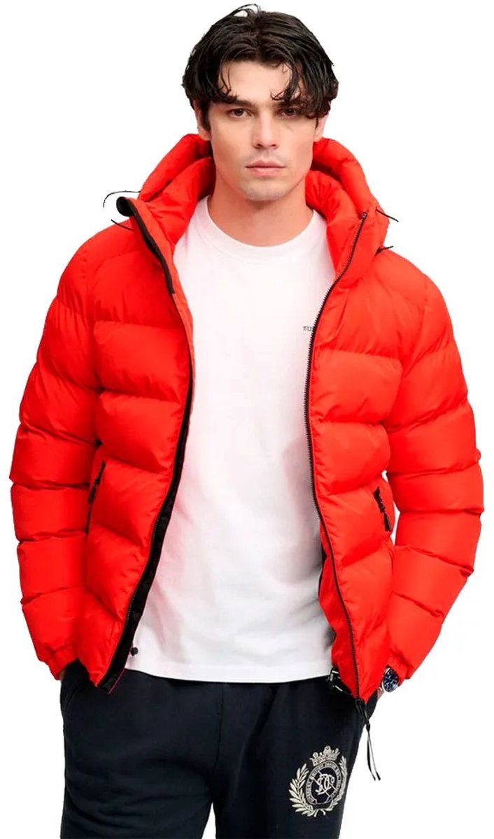Superdry Sportieve Capuchon Pufferjas Heren Gewatteerde jassen Loodrood