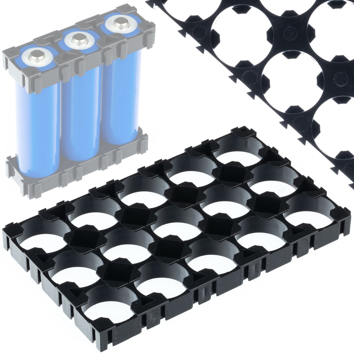 Rosfix Behuizing voor Batterijpakket 3x5 - Organisatie voor 15x 18650 Cellen - Plastic