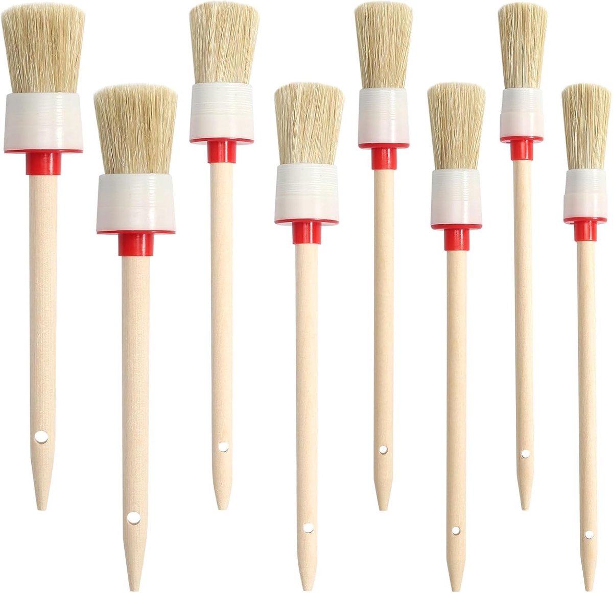 SnelShoppen - 8-delige Professionele Verfkwasten Set - Houten Ronde Borstels - Natuurlijke Borstels voor Muren en Meubels - Perfect voor Thuisgebruik