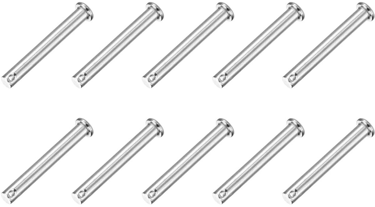 10 stuks M8 x 60 mm enkele gat splintbouten, 304 roestvrij stalen platte kop, aanhangersplintbouten voor aanhangerslot, monteurreparatie, meubelinstallatie, industriële uitrusting
