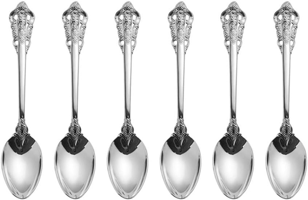 Bestekset barok, antieke look, van 18/10 roestvrij staal, spiegelgepolijst, ideaal voor thuis, keuken, restaurant, bruiloft, feesten, middagthee, tafellepel 6-delig, lengte 20,2 cm