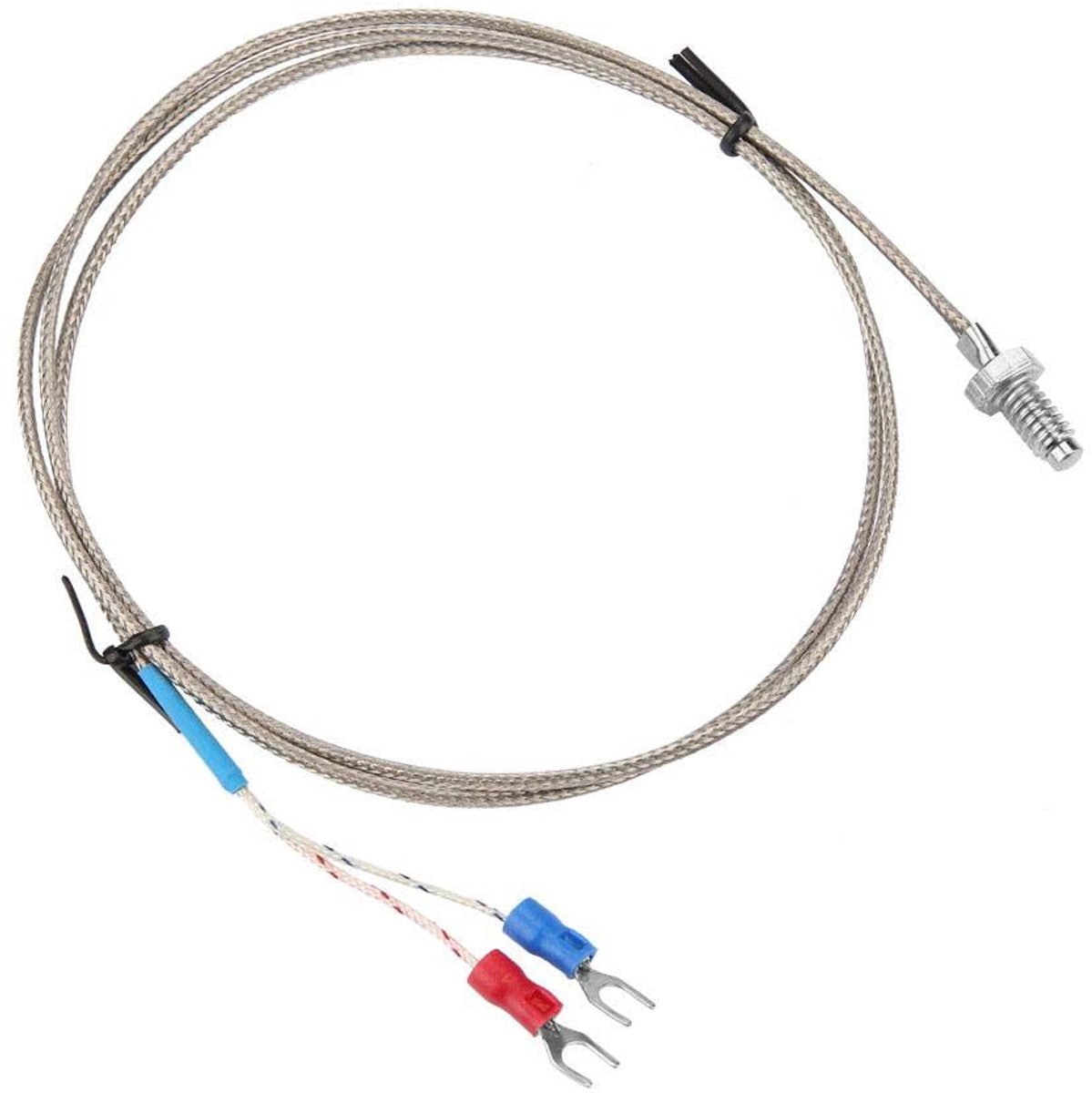 Temperatuur Sensor Kabel, M6 BSW Schroefdraad Temperatuur Meetsonde K Type Thermokoppel Sensor met 1-5 Meter Kabel(1M)