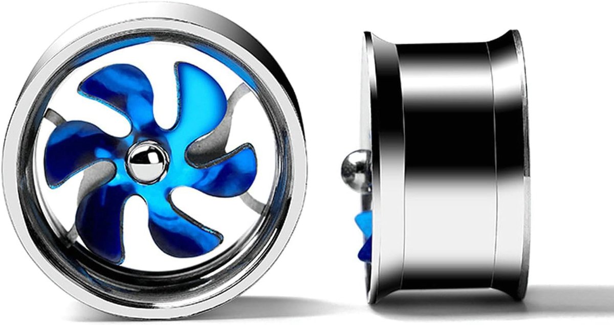 Oor tunnel set, plugs 8-20 mm roestvrij staal om te schroeven, met windmolen, piercing, oorringen, tunnel plugs