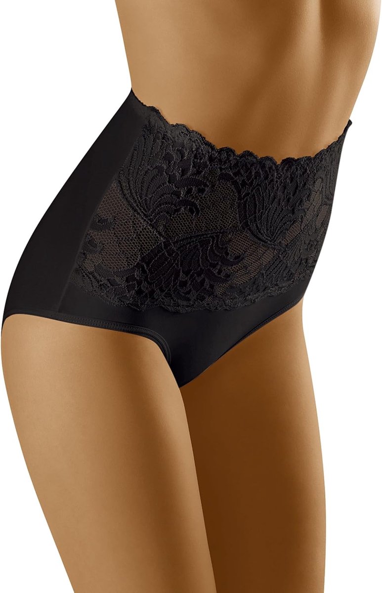 Dames Sexy Shapewear-Slips kant korsetslip hoge taille figuurvormende WB207, zwart, XL