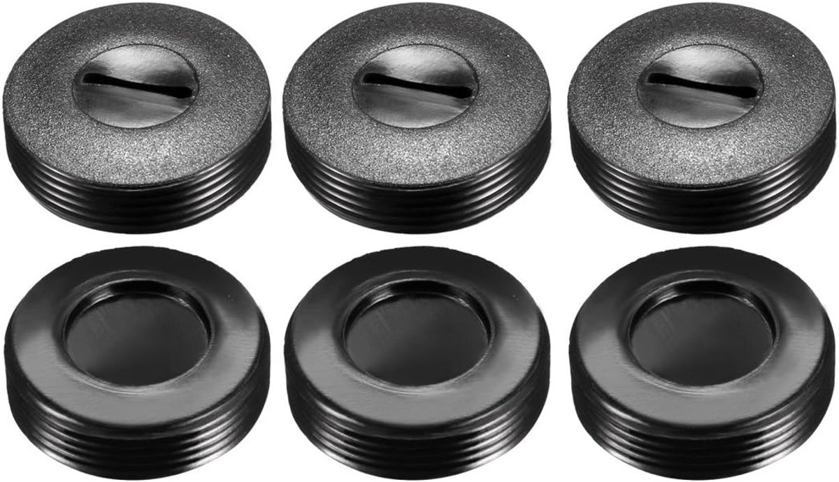 Sourcing map 6 x koolborstels houderdoppen 22 mm O.D. 11,5 mm I.D. 6 mm borstelafdekking zwart
