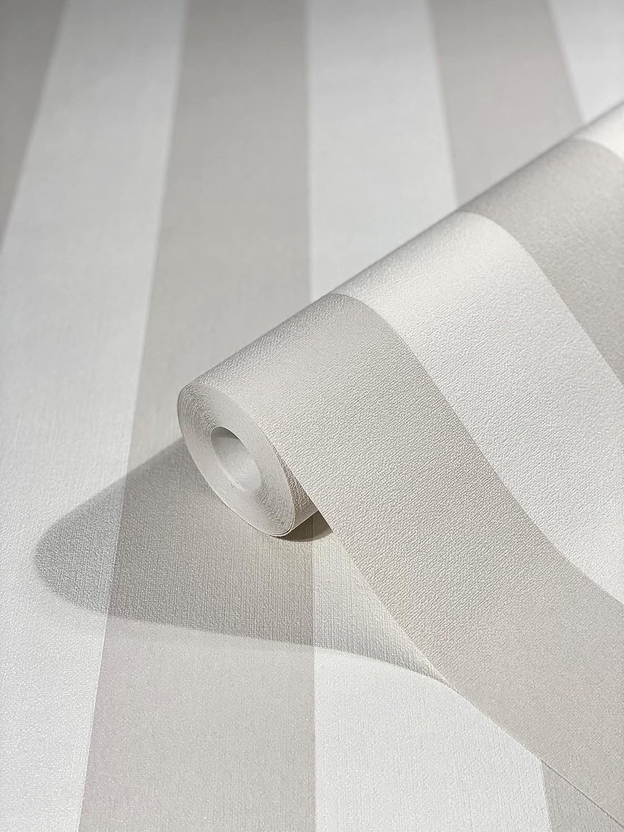 Behang grijs vliesbehang strepen strepen behang landhuis witte lijnen modern blokstrepenbehang fijne structuur 10,05 x 0,53 m Made in Germany