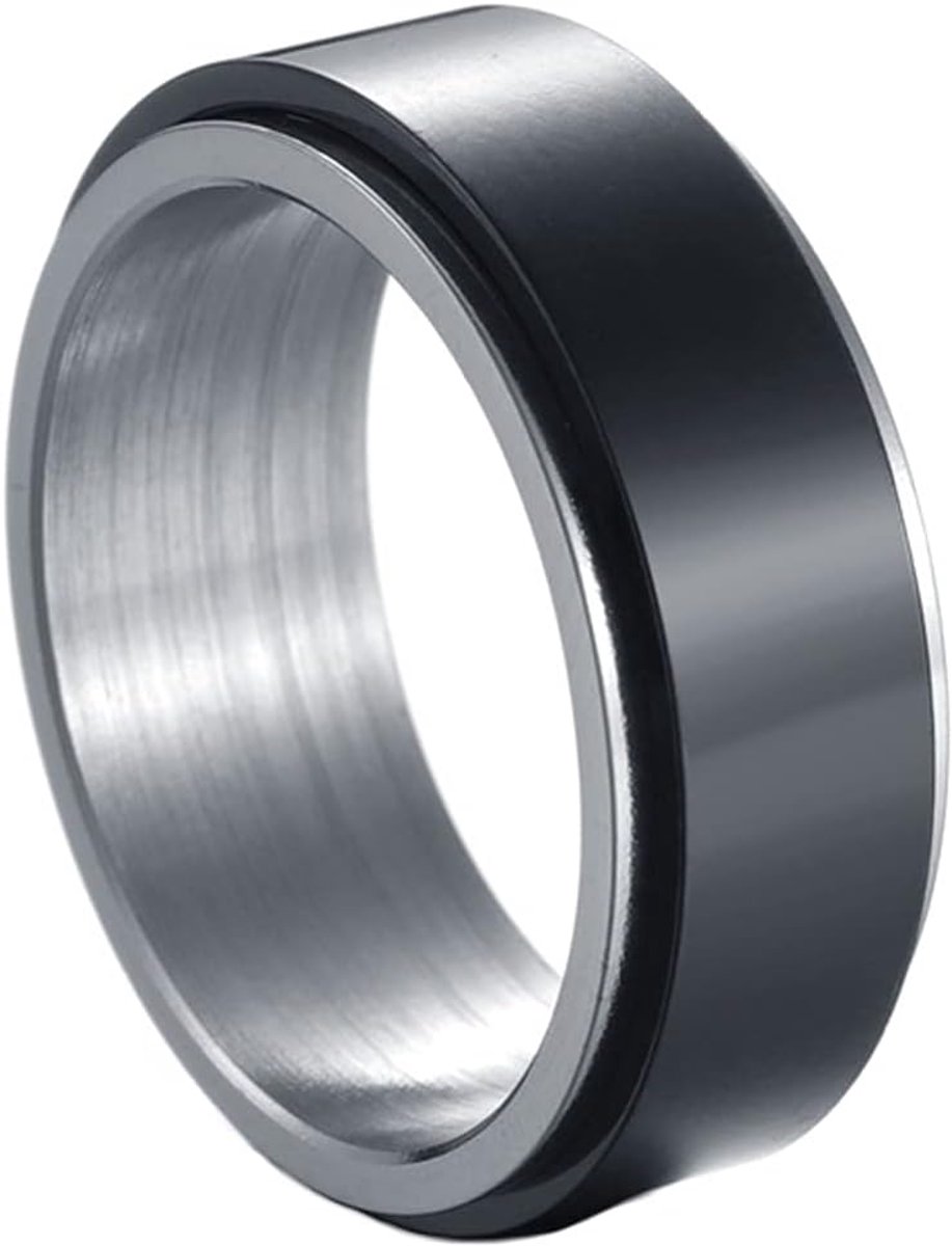 Mannen Womens roestvrij staal angst Spinner Ring 6mm 8mm trouwband