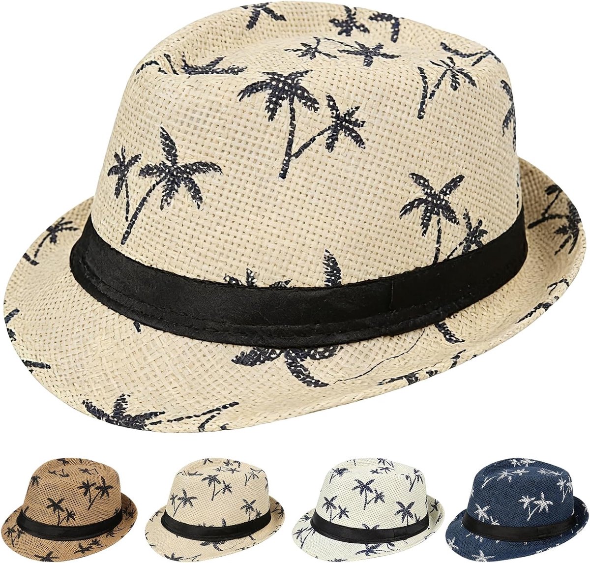 Strohoed voor heren, tropische vakantie, zonnehoed, voor carnaval en themafeest, zonnehoed