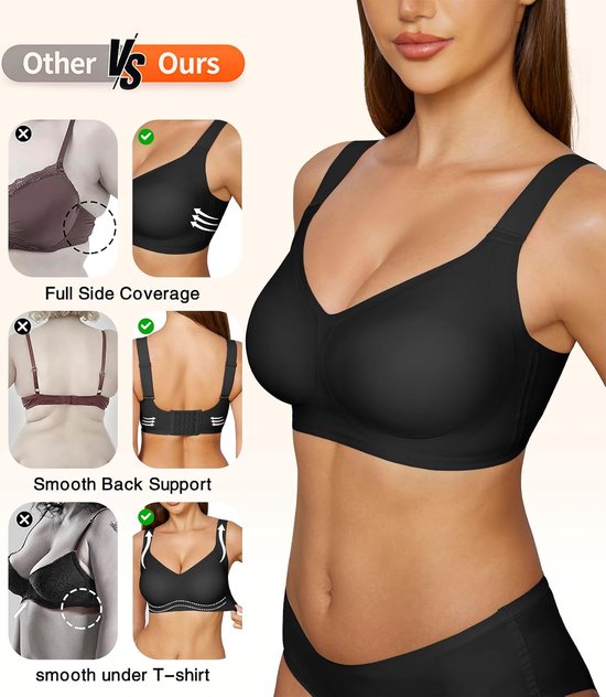 Jelly beha's voor dames, oversized, zonder beugel, naadloos, push-up volledige cup, gevoerd, minimizer-effect, comfortabel en ondersteunend, bralette voor T-shirt — afbeelding 4
