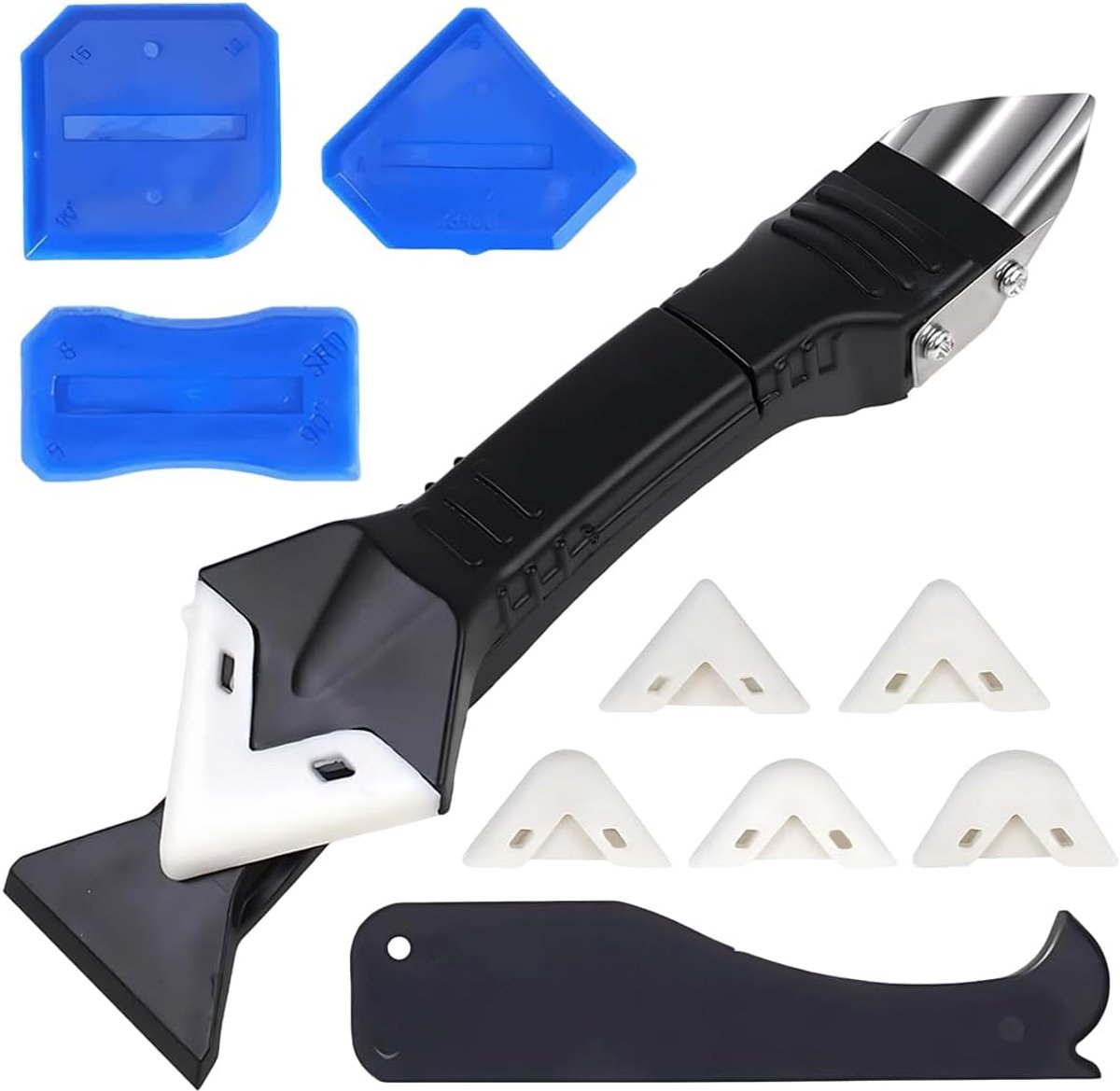 10 stuks 5-in-1 afdichtingsverwijderingsgereedschap, siliconen gladmakerset, voegschraper, siliconen afdichting, gladmaker, afdichtingsgereedschap, schraper afdichting, tegels