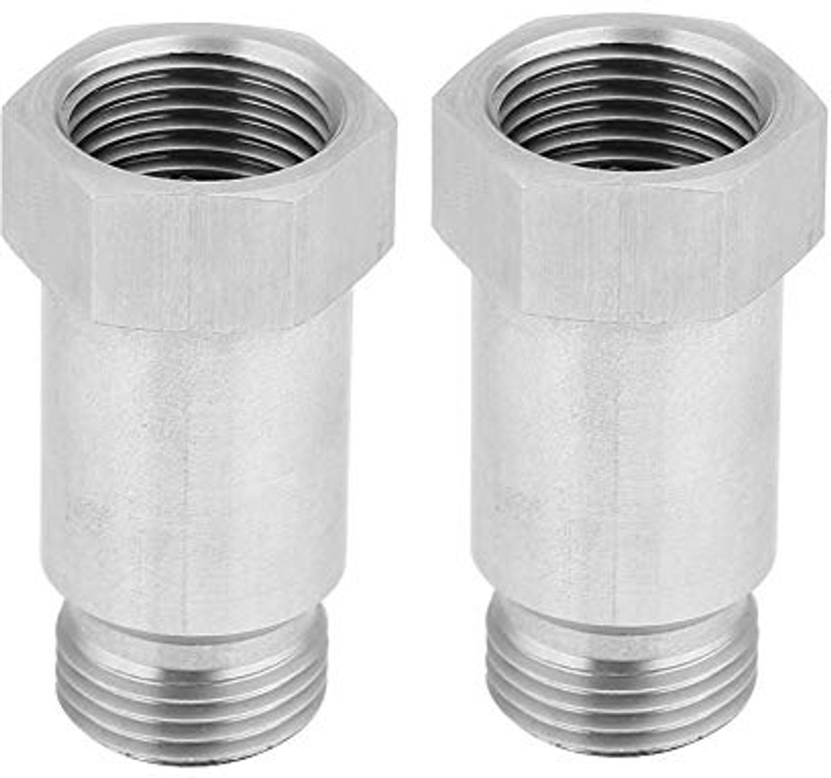2 Stks Rvs O2 Zuurstof Sensor Bung Adapater Extension, Universele Zuurstof Sensor Spacer Extender Isolator voor Uitlaatsystemen, 45 mm M18* 1.5 Sensoren