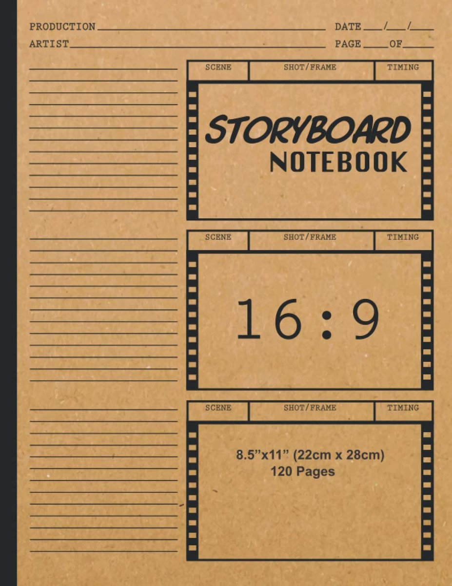 Notebook 16:9: Blank Storybook Sketchbook | 16:9 Thumbnail Template Panels | Large Story Board Sketch Pad | Professional Storyboard Journal ... Directors, Students, Animators & Artists