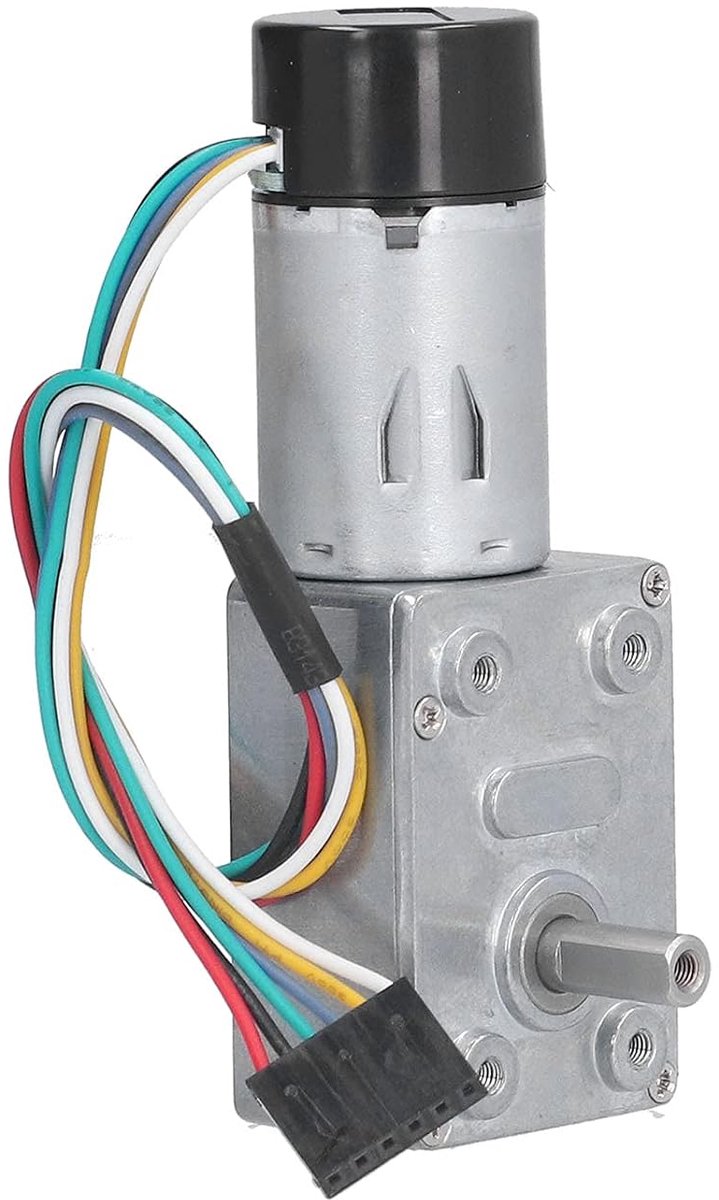 DC 24V Encoderreductiemotor Zinklegering Elektrische Versnellingsbak Volledig Metalen Wormwielmotor 6 Mm Uitgaande As Snelheidsregelaars met Zelfsluitende Enkele As(10 RPM)