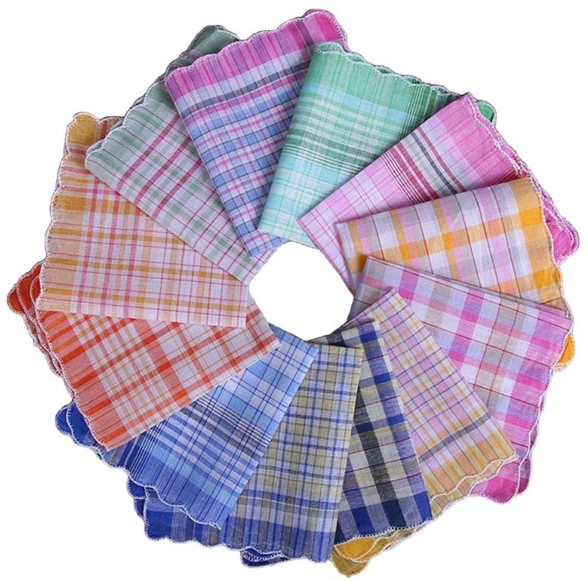 Dailygoods- Zakdoek Katoen 28x28 cm - Geruite Zakdoek - Herbruikbare Zakdoeken - Dames Zakdoeken - 12 Stuks - Zacht en Duurzaam - Stoffen Zakdoeken