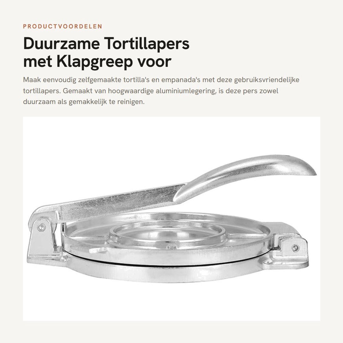 Dailygoods- Tortillapers Gietijzer - Tortilla Maker - Duurzaam - 30cm - Gemakkelijk te Reinigen - Aluminiumlegering - 686 gram - Tortillamaker