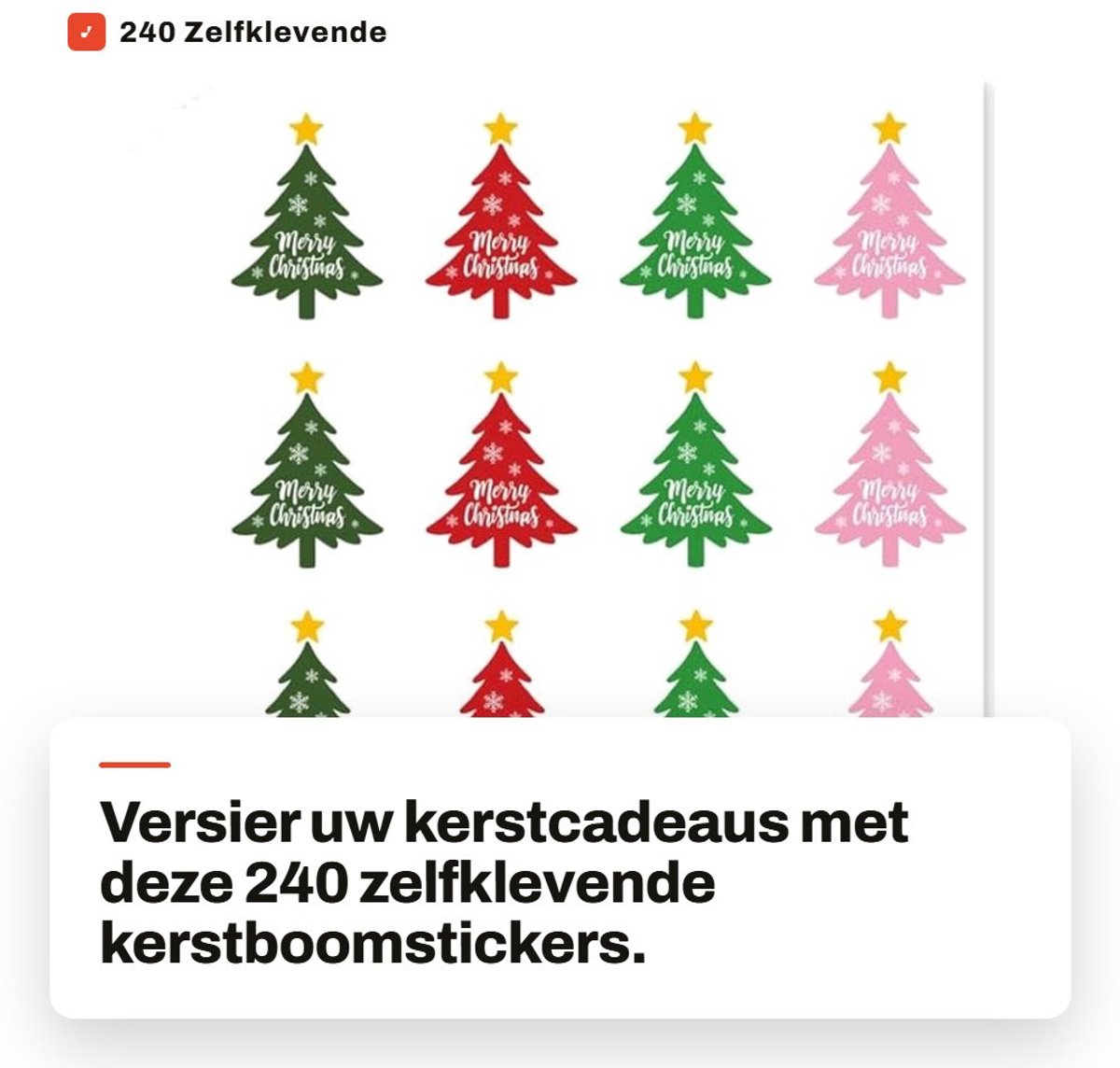 Dailygoods- Kerstboomstickers 240 stuks - Zelfklevende Stickers - 3,5 cm - Kleurrijke Kerstzegels - Decoratie voor Geschenken - Wenskaarten/Scrapbooking - Kerststickers