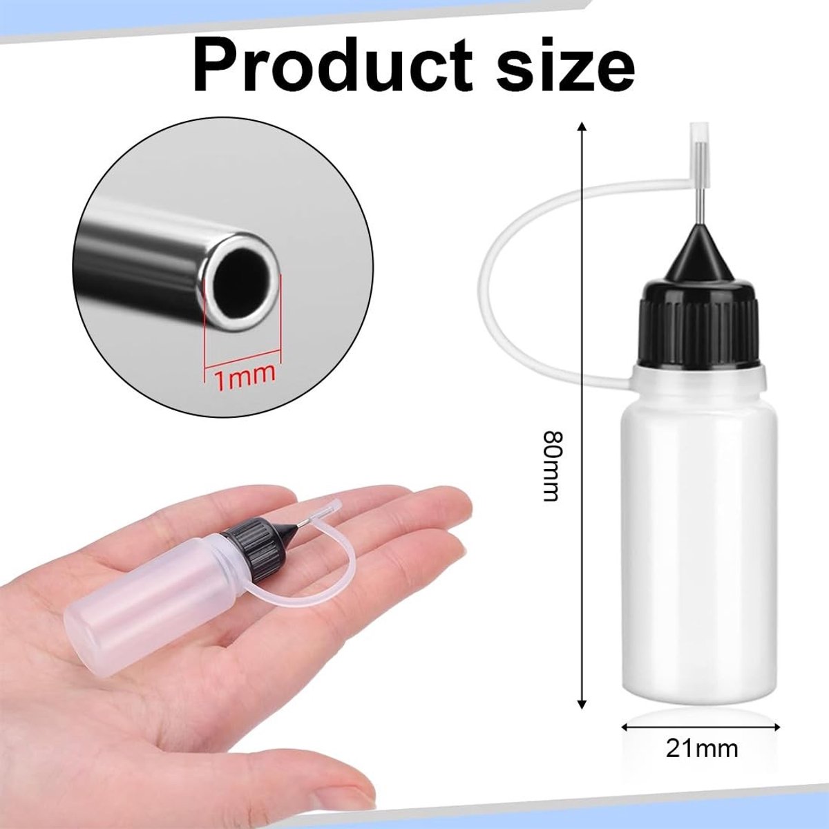 Dailygoods- Doseerfles Set van 6 - Knijpfles - Naaldfles - Plastic Fles - Lege Flesjes - Hervulbaar voor Lijm
