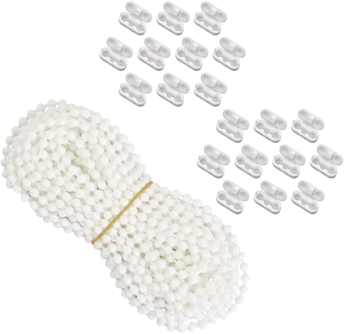 Dailygoods- Rolgordijnketting Wit - 10 Meter - 20 Verbinder - Vervangend voor Verticale Jaloezieën - POM Materiaal - Schokbestendig Gebruik - Jaloezieketting