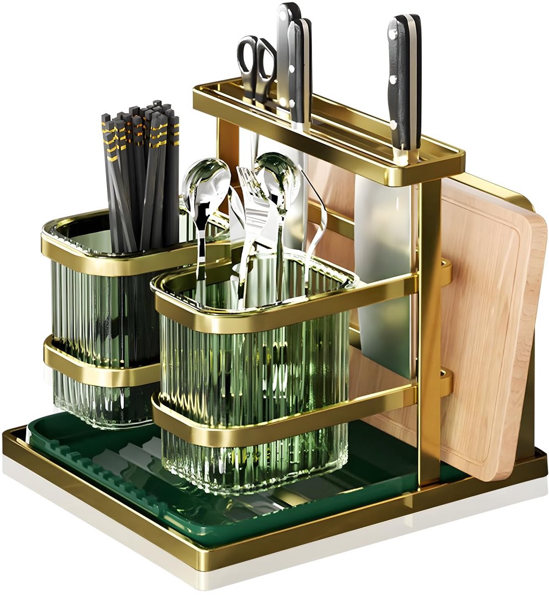 Dailygoods- Keukenmes Roestbestendig - Eetstokhouder - Organisator - Snijplank - Multifunctioneel - Droogrek - Keukenorganizer