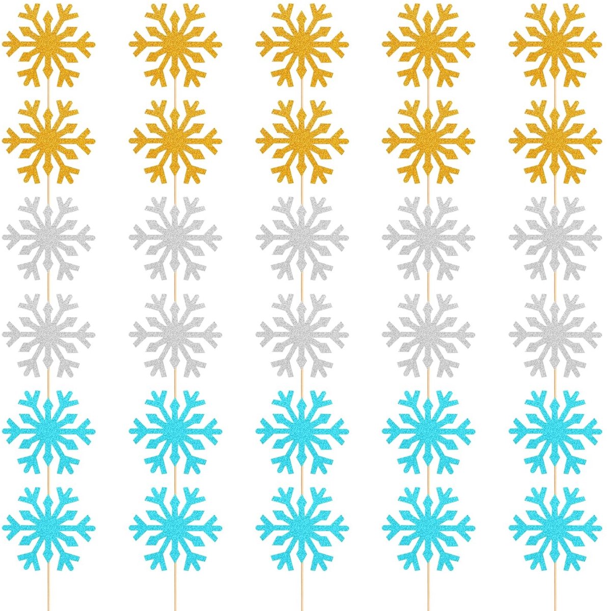 Dailygoods- Sneeuwvlok Cakekaartinzetstuk 30 Stuks - Bevroren Cakedecoratie - Feestdecoratie - Winterdecoratie - Kerstthema - Papier