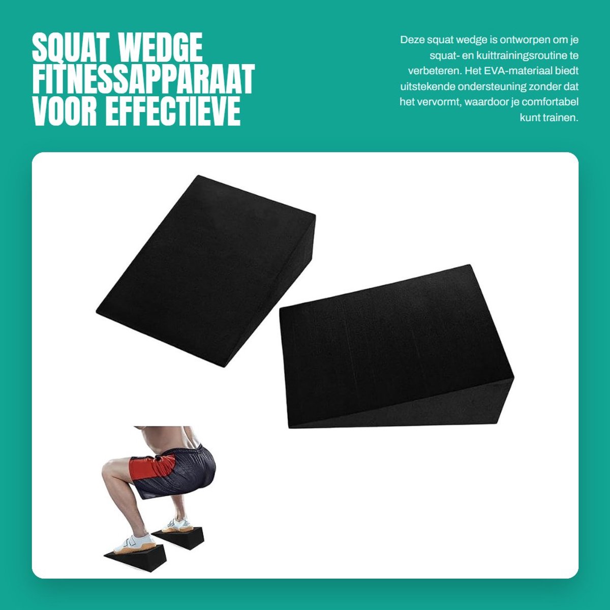 Dailygoods- Squatblok Schuin - Fitness Blok - Kuitstrekker - Yoga-Wig - 2 Stuks - 30 x 16,5 x 5 cm - EVA-Materiaal - Fitnessblok