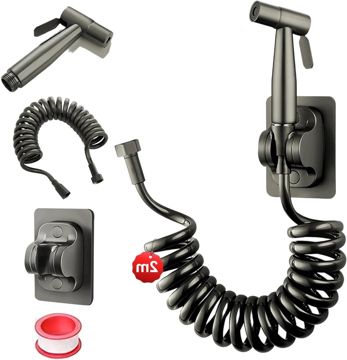 Handdouche Bidet Sprayer van RVS, Hoge Druk Spray Gun met 2 m PE Slang, Ideaal voor Badkam