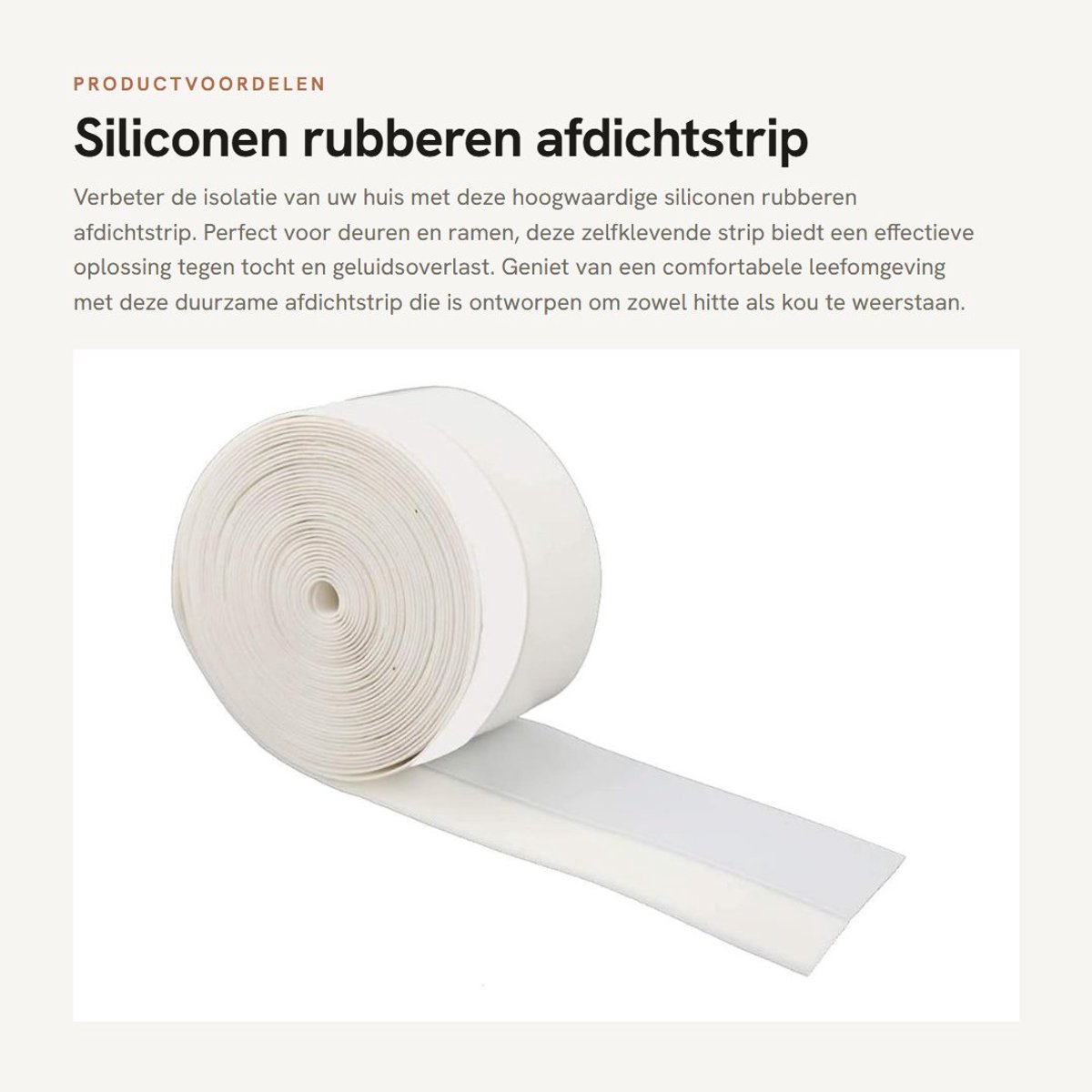 Dailygoods- Afdichtstrip Hoogwaardig Siliconenrubber - Zelfklevend - Weerbestendig - Geluiddicht - Instelbare Lengte 5 Meter - Duurzaam - Weerstrip