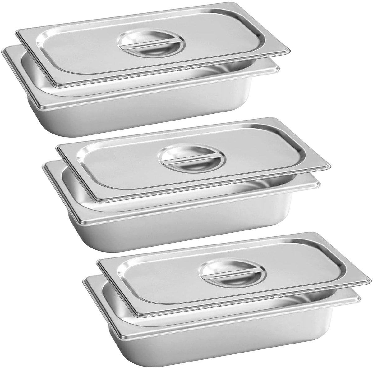 Dailygoods- Bakplaten 3-delig - Rechthoekig - Roestvrij Staal - Met Deksel - Vaatwasmachinebestendig - 32,5 x 17,5 x 6,5 cm - Bakvormen