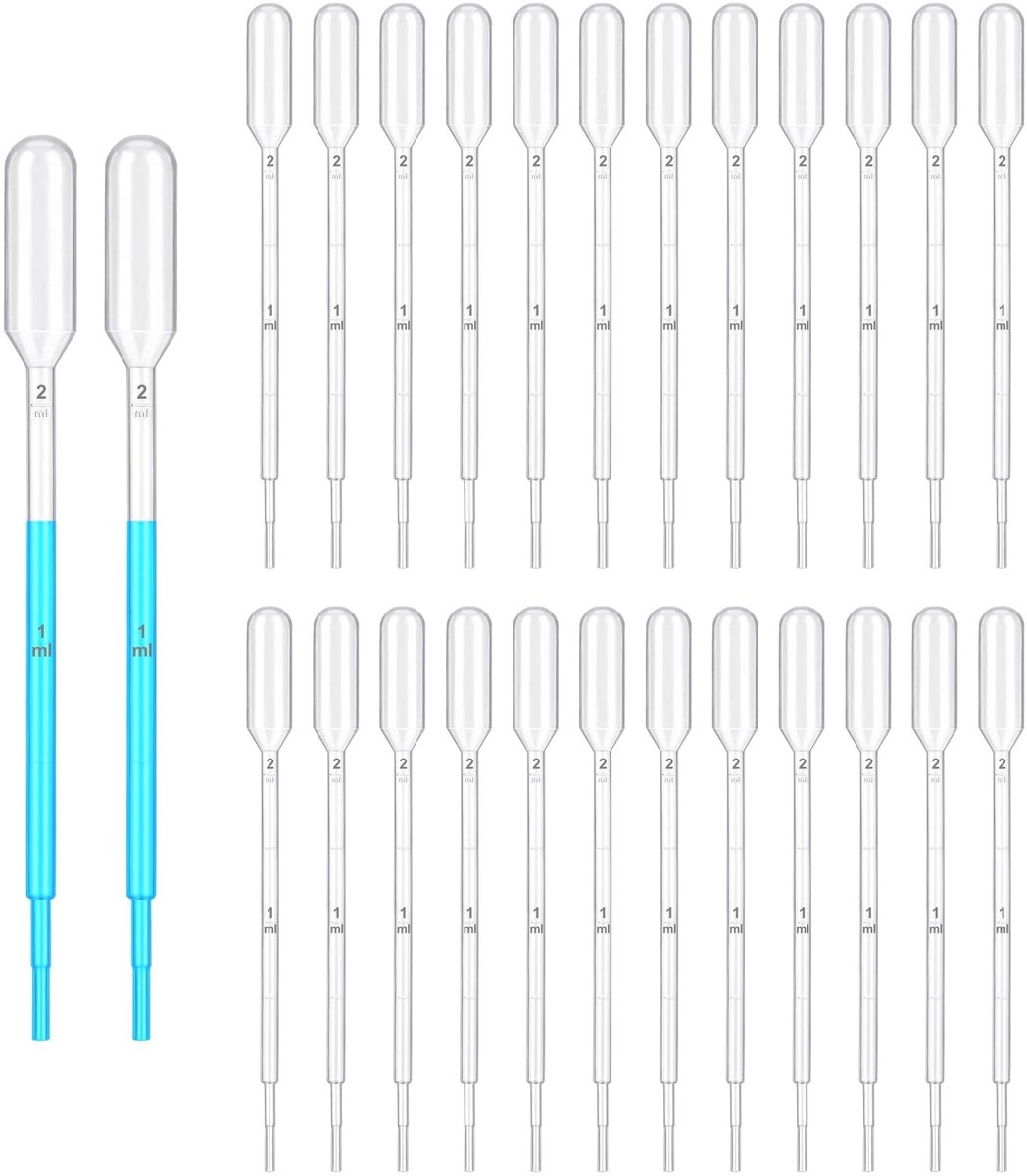 Dailygoods- Transferpipet 2 ml - Wegwerp Pipetten - Kunststof - Gegradueerd - Transparant - Nauwkeurige Vloeistofmeting - Pipet