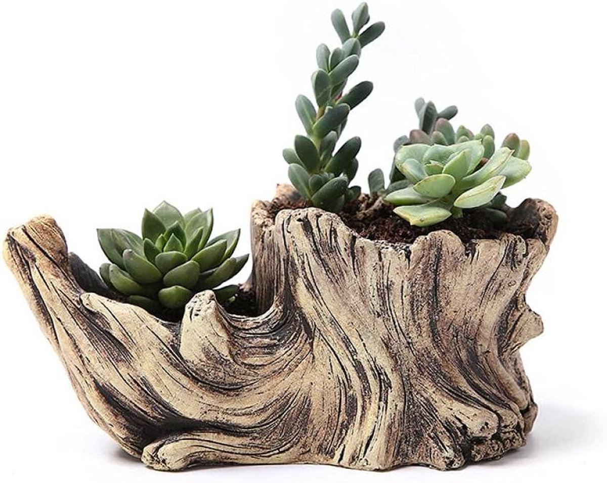 Bloempot Cement - Plant Pot Cactus - Planten Decoreren - Met Drainage Gat - L - Grijs