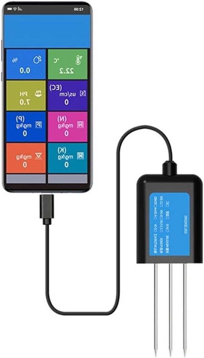 Bodem Sensor - Vochtmeter Temperatuurmeter - Planten Verzorgen - IP68 Waterdicht - 123*45*15MM - Zwart