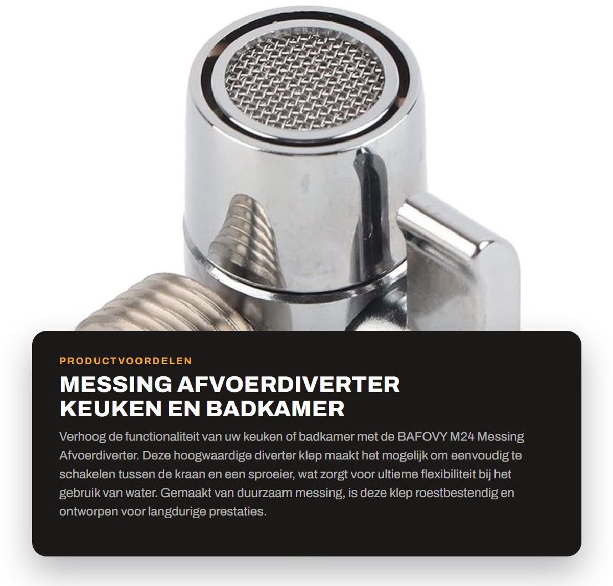 Dailygoods - Messing Afvoerdiverter - Keuken en Badkamer - Hoogwaardige Kwaliteit - Eenvoudige Installatie - Waterbesparing - Geschikt voor afvoer