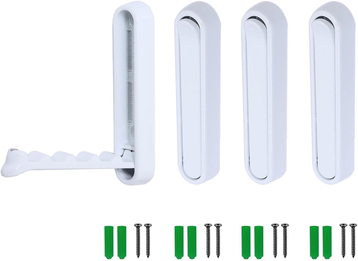 Dailygoods- Wandhaak Vouwbaar - 4 Stuks - Aluminium Legering - Corrosiebestendig - Voor Binnengebruik - Inclusief Installatieschroeven - Haak