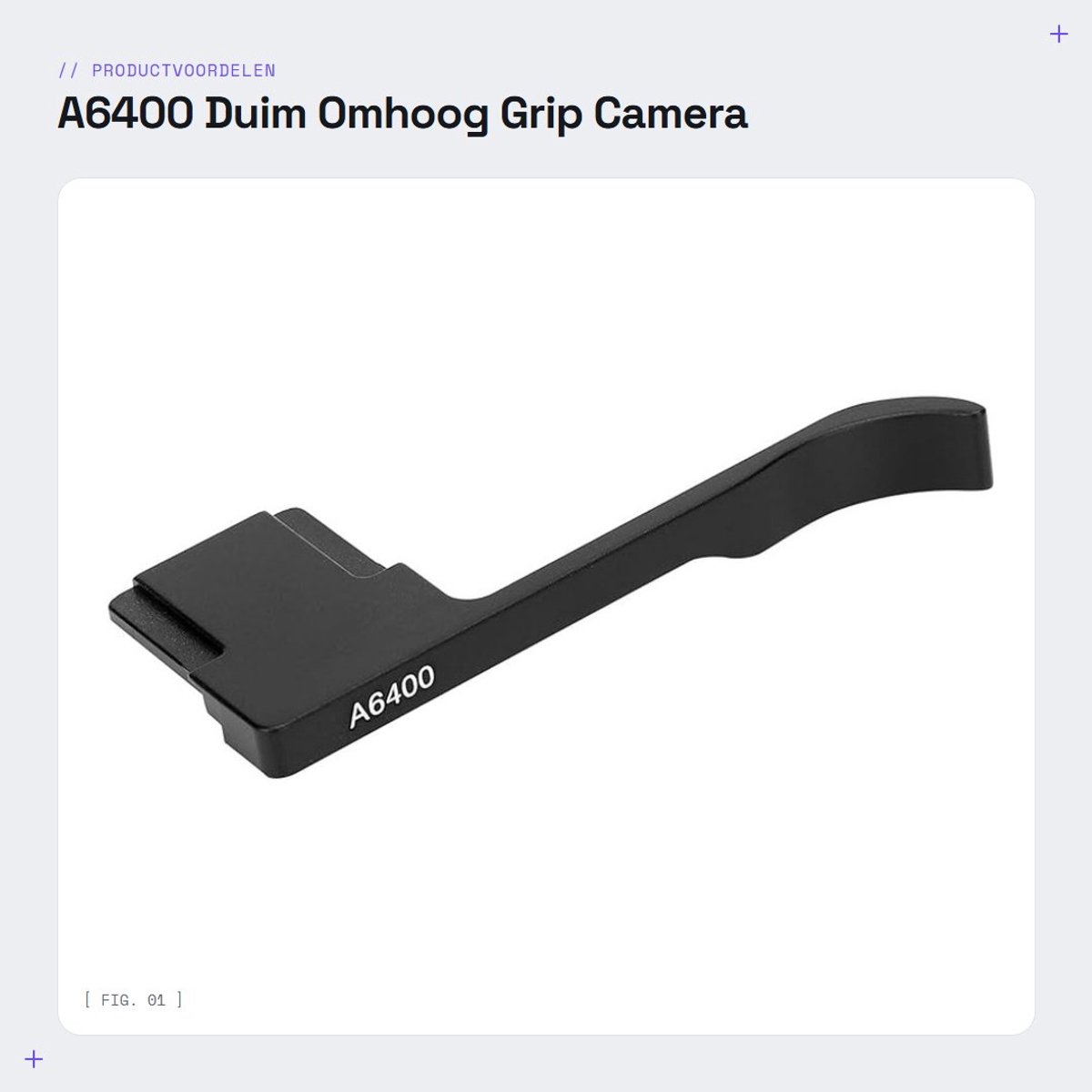 Dailygoods- Duimsteun Gemaakt van Aluminium - Duim Omhoog Grip - Voor A6400 - Eenvoudig te Installeren - Duurzaam - Veilig Gripgevoel - Camera Grip