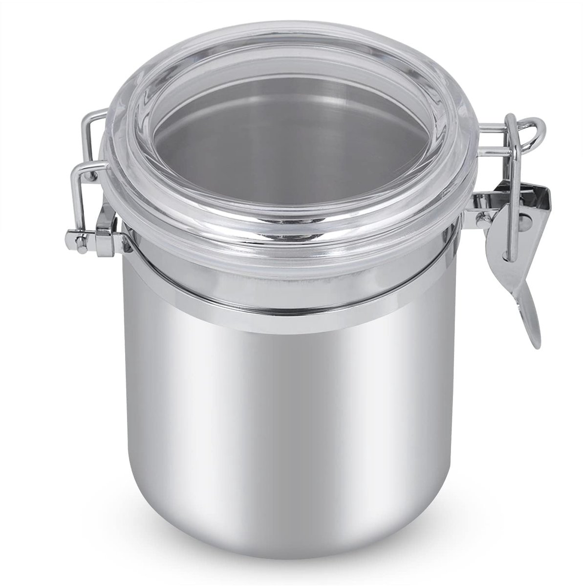 Dailygoods- Koffiekan 700 ml - Luchtdichte Koffiecontainer - Roestvrij Stalen Koffiepot - Koffiebonencontainer - Helder Acryl Deksel - Ideaal voor Opslag - Voedselopslag