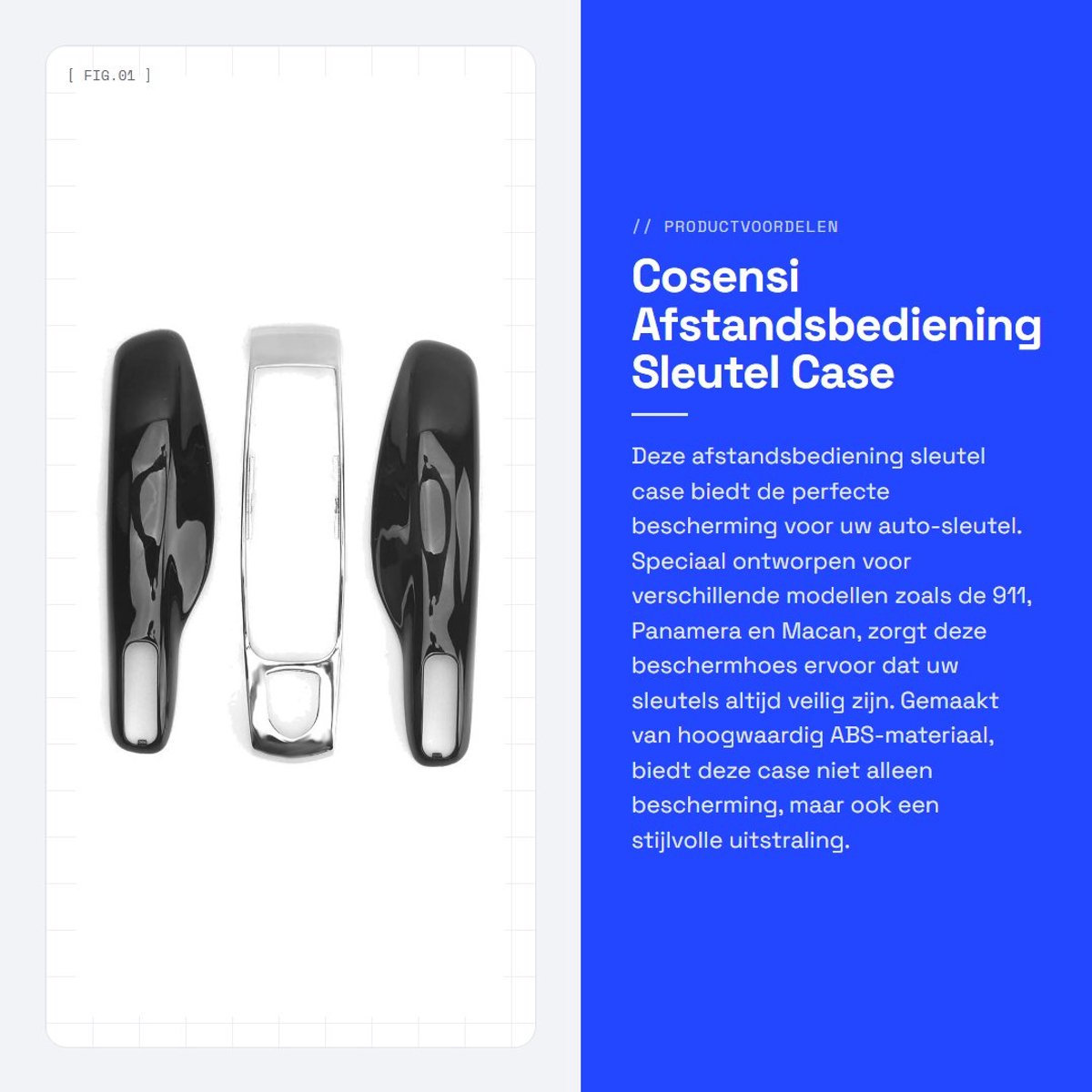 Dailygoods- Afstandsbediening Sleutelbehuizing Hoogwaardig ABS - Autosleutelbehuizing - Vervangingshoes - Lichtgewicht - Geschikt voor Cayenne 92A