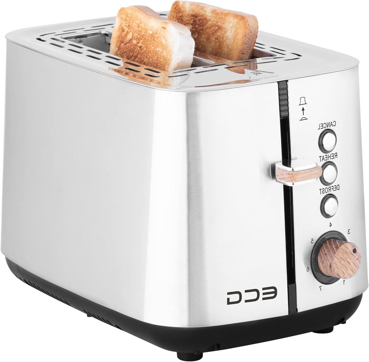 Broodrooster Toastapparaat Ontbijt Bereiden Houten Elementen 2 Vakken Roestvrij Staal