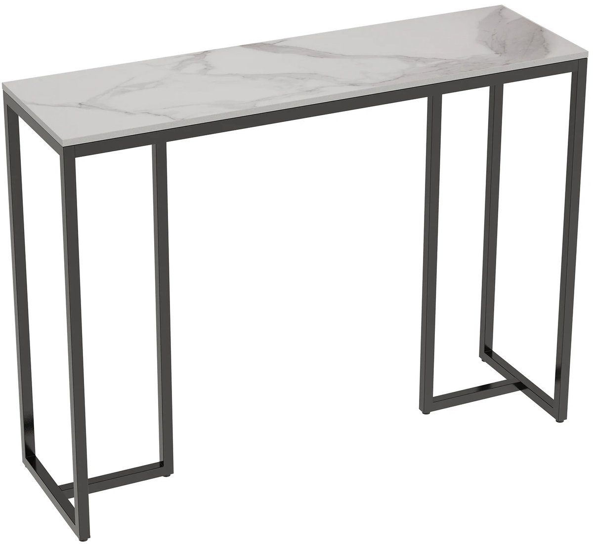 Stervia Consoletafel - Haltafel - Gangtafel - Bijzettafel - Salontafel - Marmeren Print - Belastbaarheid 30 KG - Zwart/Wit - 100 x 30 x 78,5 cm