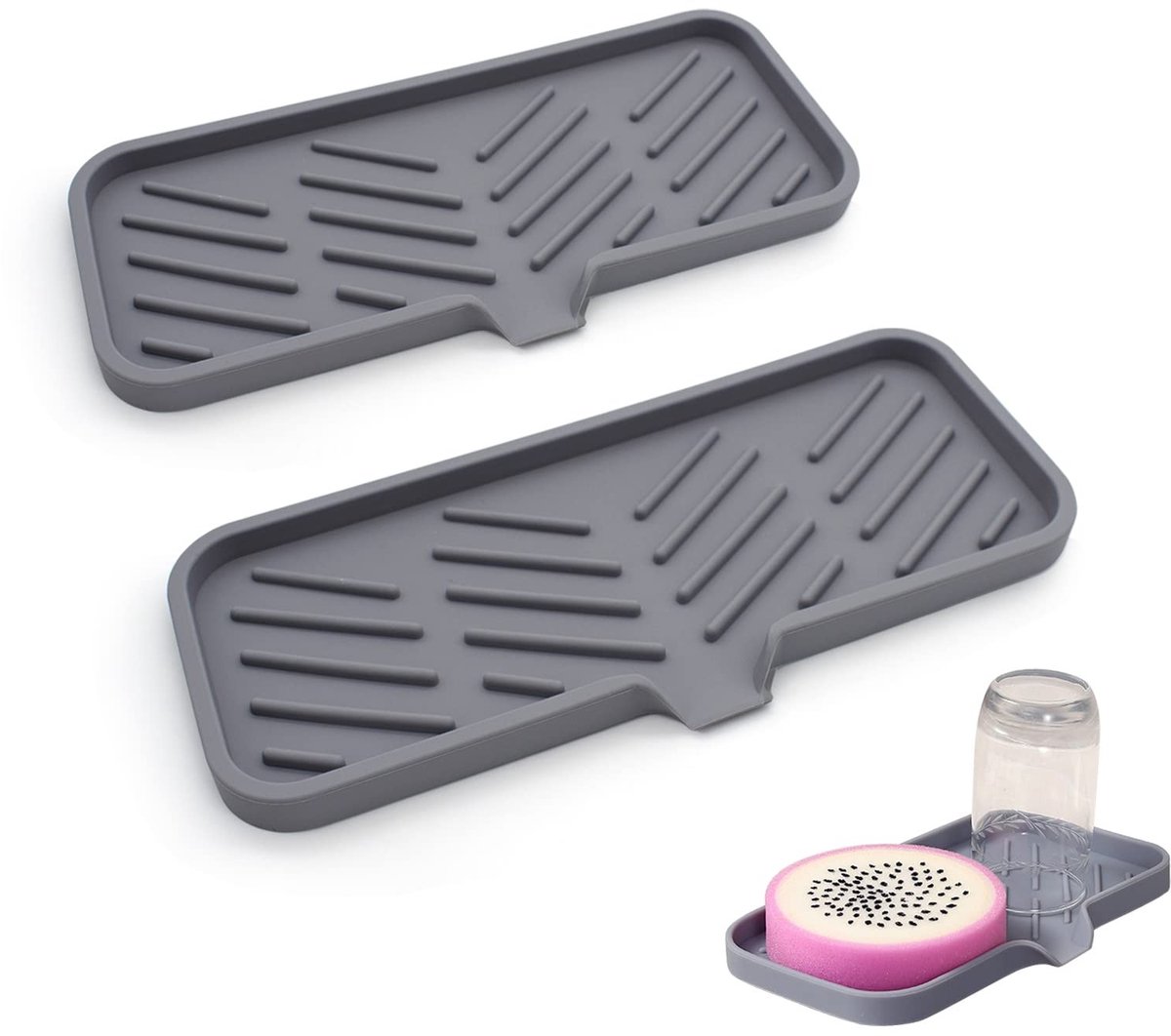Dailygoods- Afvoer Mat Uniek Drainage Ontwerp - Silicone Houder - Keuken/Badkamer - Organiser voor Spons/borstels - Vaatwasserbestendig - Hoogwaardige Kwaliteit - Sponsenhouder