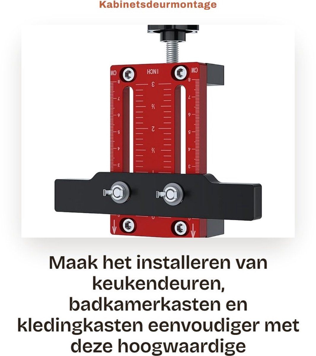 Dailygoods- Kabinetsdeurmontage Jig - Aluminiumlegering - Verstelbare Steunarm - Geschikt voor Deurdiktes 10-60 mm - Voor Keuken/Badkamer - Eenvoudige Installatie - Deurmontage Mal