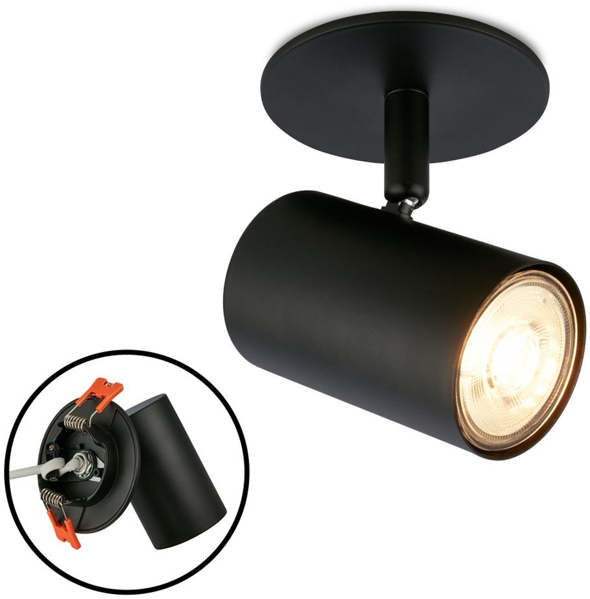 BRILONER Alan - Plafondspot - wandlamp met GU10 - opbouwspot draaibaar - zwart - ∅8.5 cm