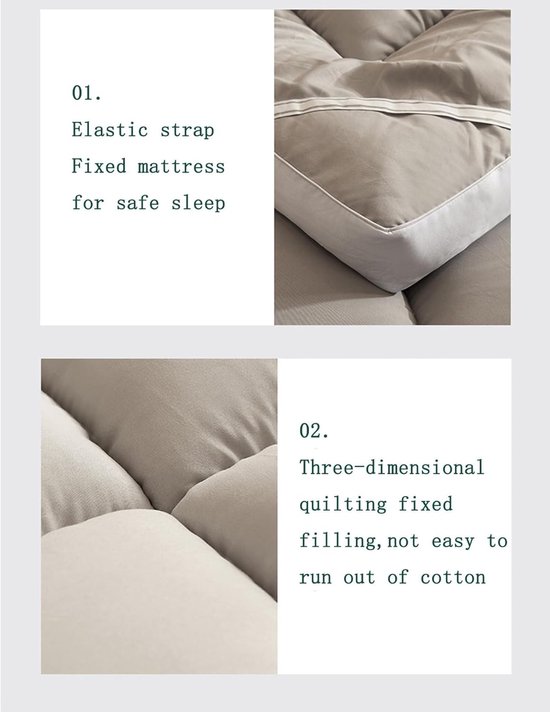 Japanse futonmatras - Gastenbed matras - Comfortabel slapen - Draagbaar en opvouwbaar - 8 cm dik - Grijs — afbeelding 4